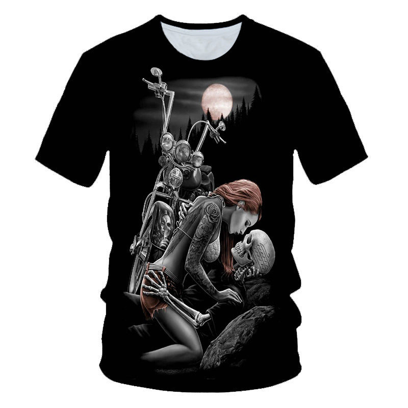 Personalized Street Skull T-shirt Short Sleeves