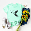 Summer Plus Size Women Clothing New Feather Print T-Shirt