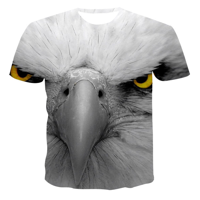 Fashion 3D Digital Eagle Print Short Sleeve