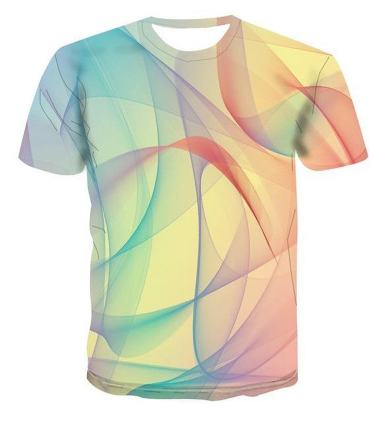 Geometric Clock Digital Printing 3D Short-sleeved T-shirt