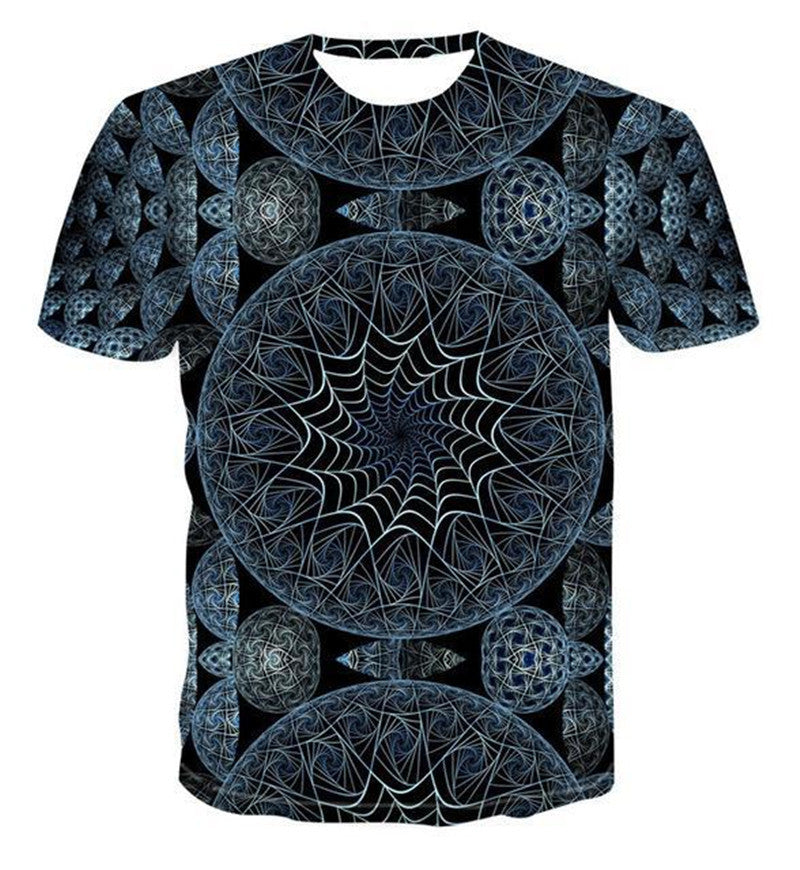 Geometric Clock Digital Printing 3D Short-sleeved T-shirt
