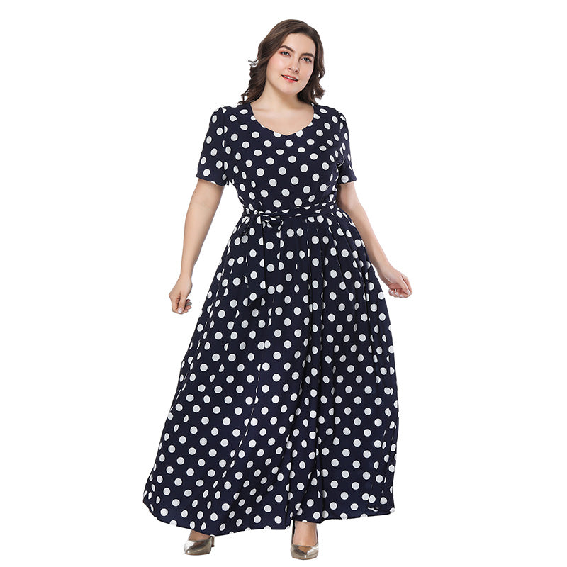 Plus size women's polka dot dress