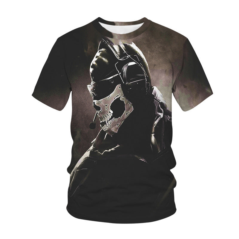3D Digital Printing Skull T-Shirt Casual Short-sleeved Men's T-Shirt