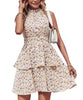 Summer Printed Halter Dress Fashion Boho Backless Ruffled A-Line Beach Dresses For Womens Clothing