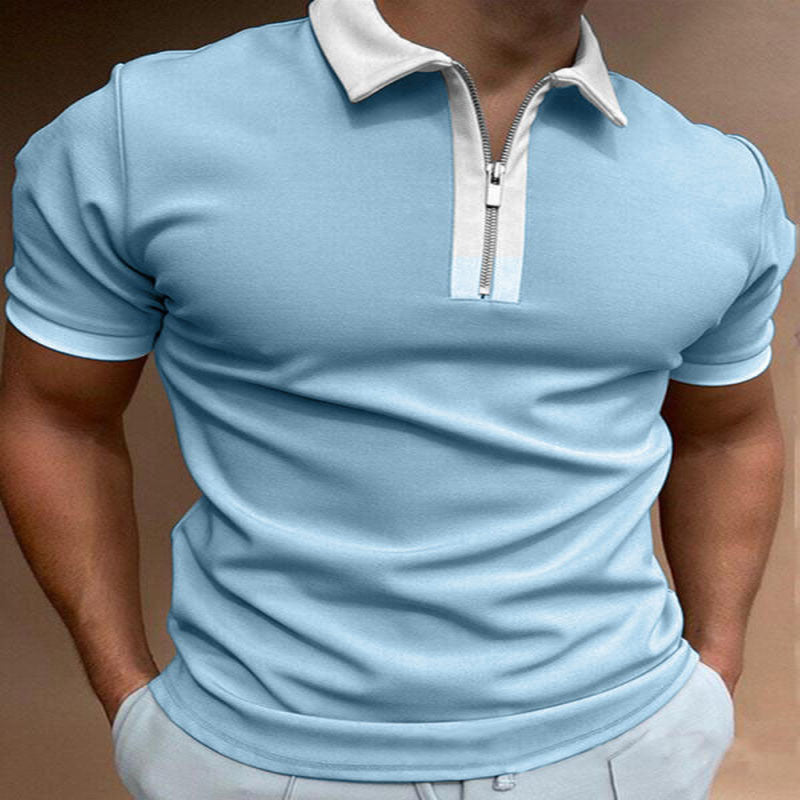 Check Texture Polo Shirt Men's Polo Shirt National Stitching Color Print
