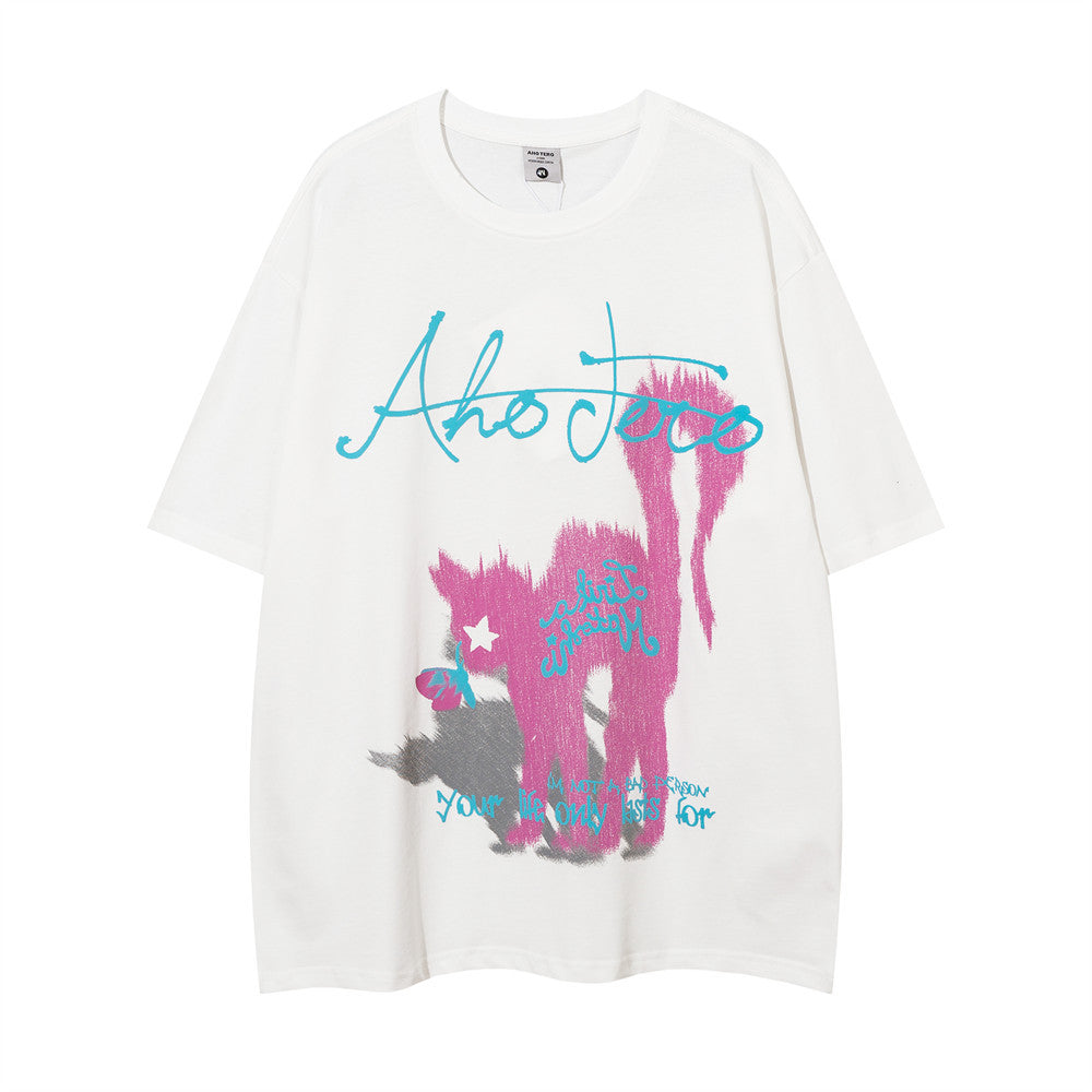 Abstract Kitten Printed T-shirt