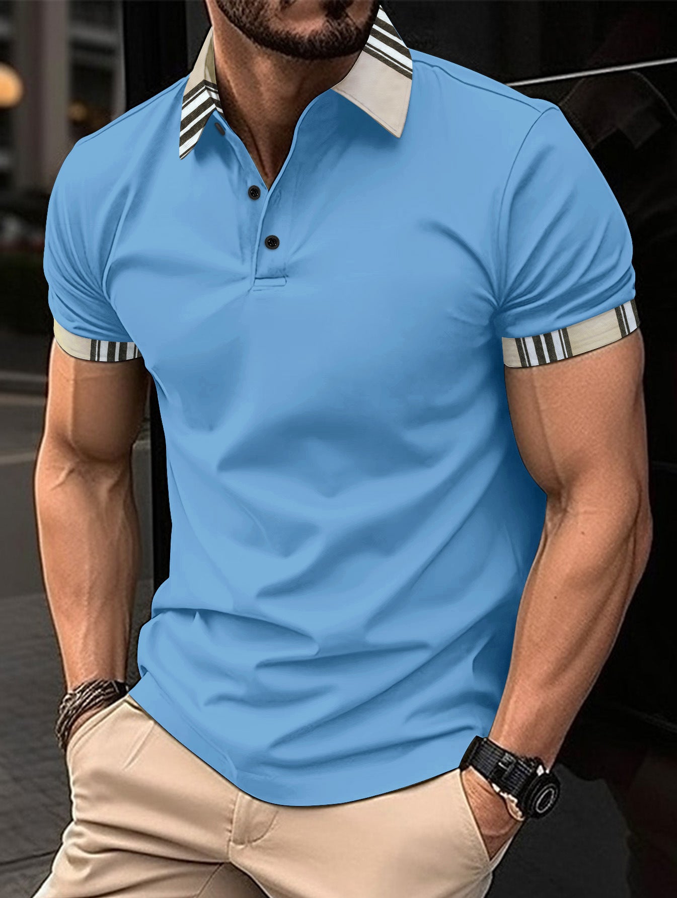 Button Pocket Men's Sports Polo Shirt
