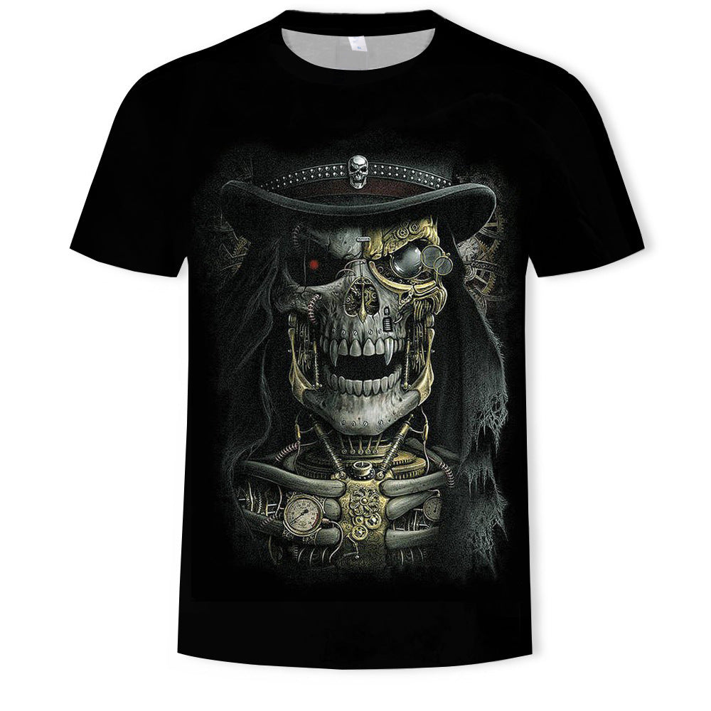3D Digital Printing Trendy T-shirt Skull Short Sleeve