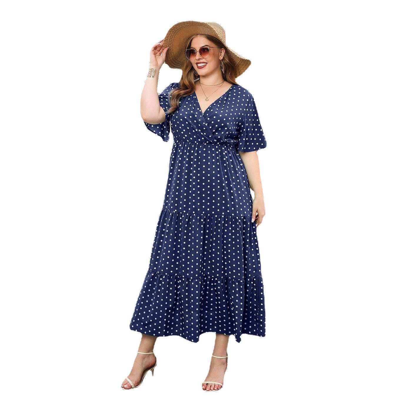 Plus-size Women's Plus-size Polka Dot Casual Holiday Dress
